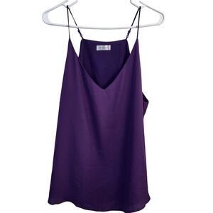 Evera B Womens XL Purple V Neck Cami Tank Top Adjustable Straps Flowy Blouse